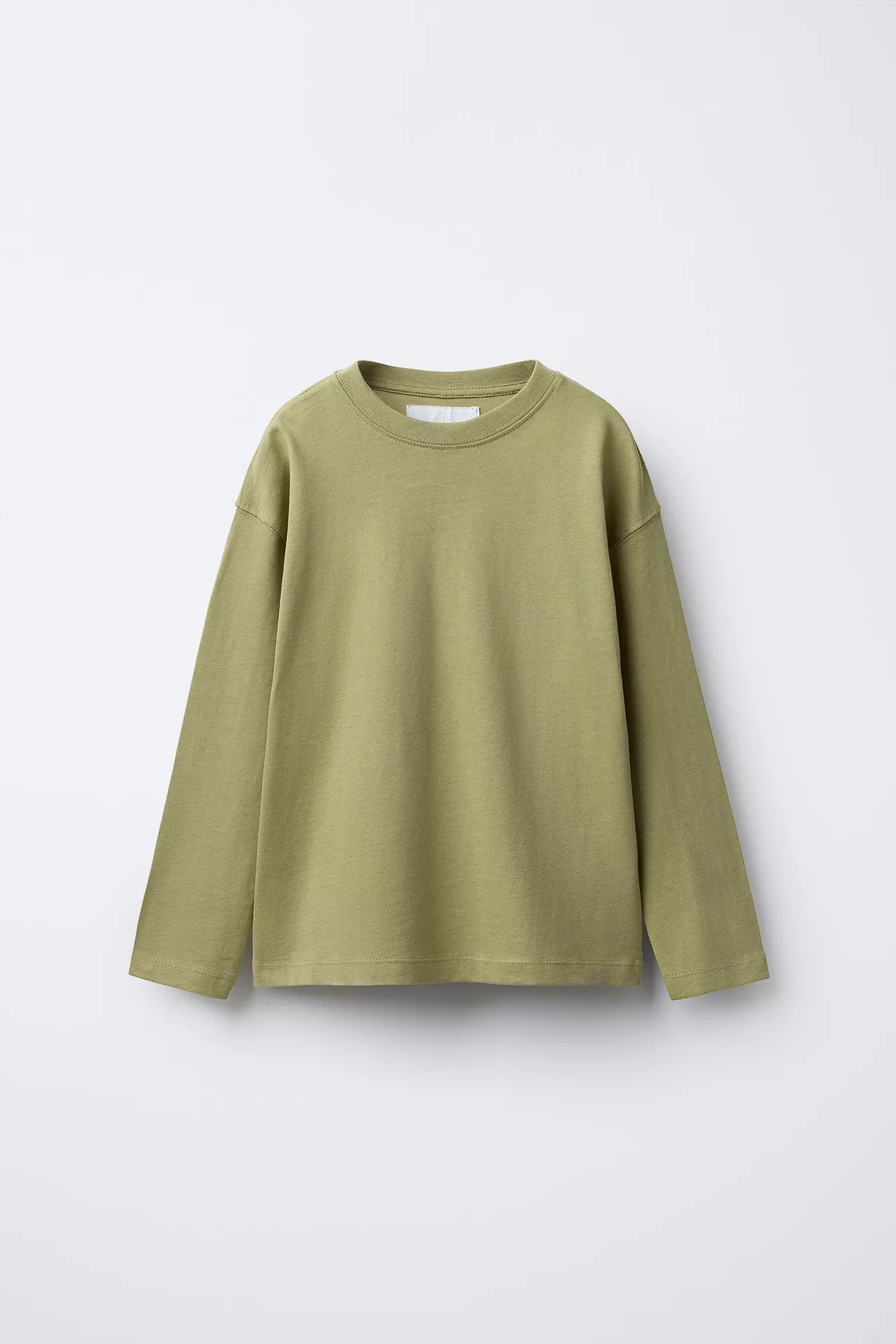 BASIC LONG SLEEVE T SHIRT - KHAKI
