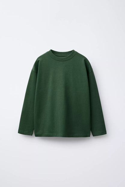 BASIC LONG SLEEVE T SHIRT - FOREST GREEN