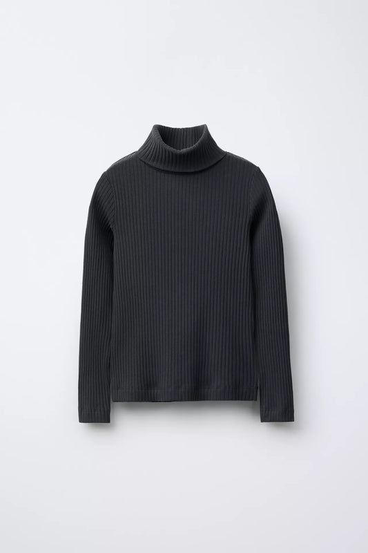 ESSENTIAL RIBBED TURTLE NECK - BLACK