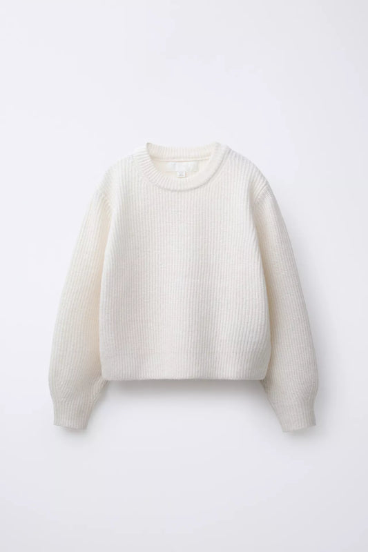 BASIC KNIT SWEATER - OFF WHITE