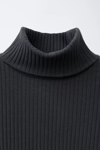 ESSENTIAL RIBBED TURTLE NECK - BLACK