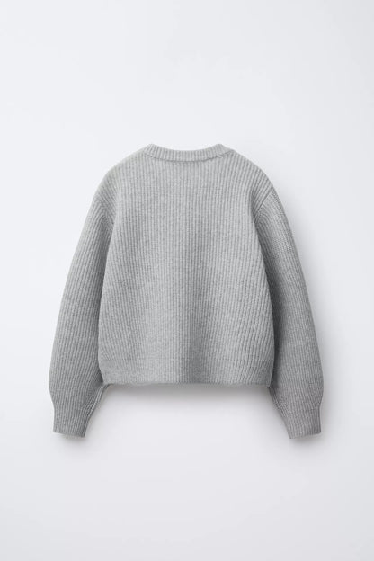 BASIC KNIT SWEATER - GREY