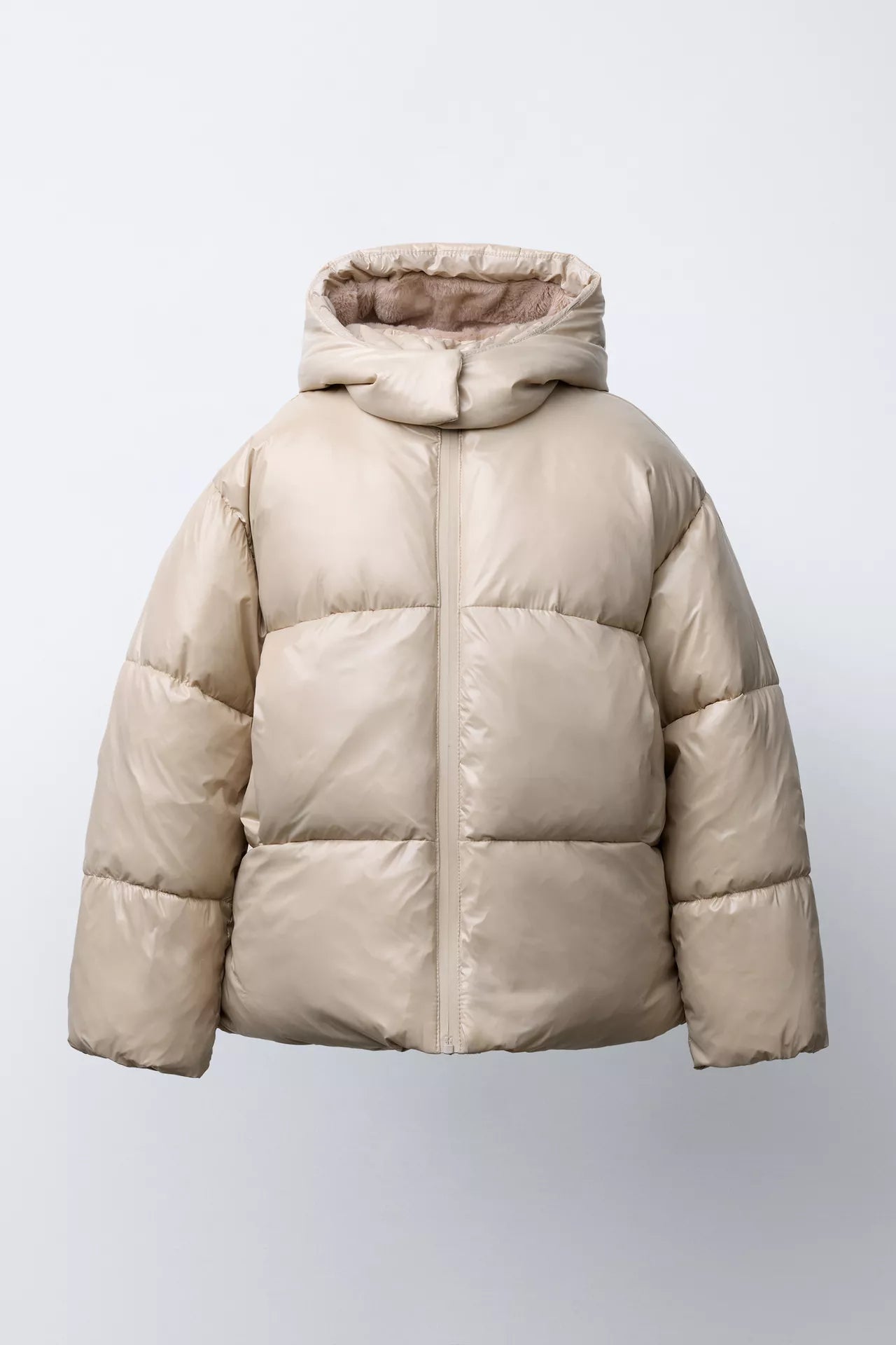 SHINY PUFFER JACKET - BEIGE