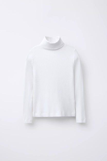 ESSENTIAL RIBBED TURTLE NECK - WHITE