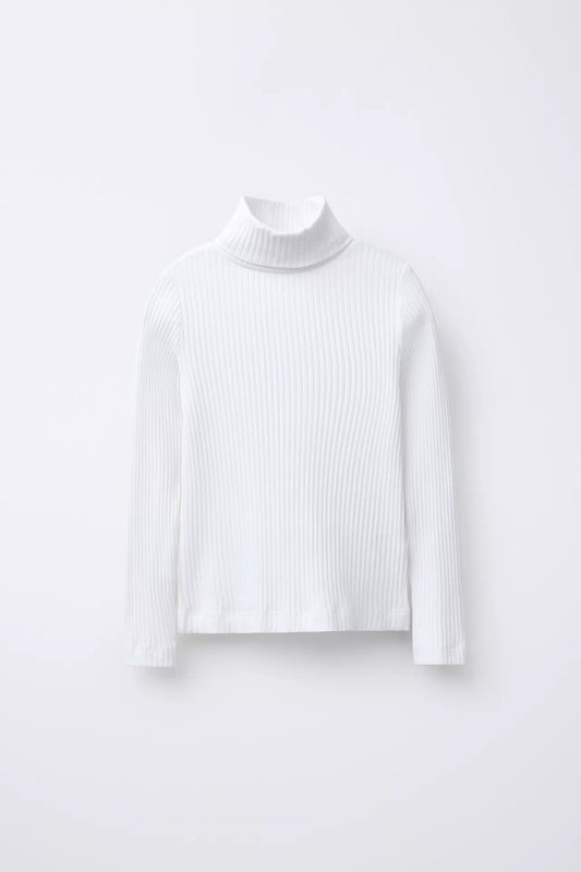 ESSENTIAL RIBBED TURTLE NECK - WHITE