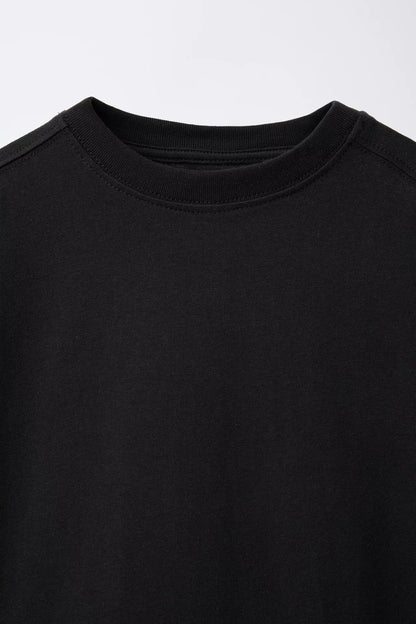 BASIC PLAIN T SHIRT - BLACK