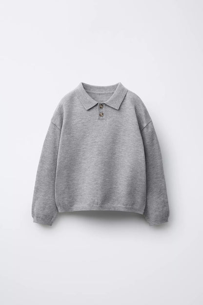 BASIC KNITTED POLO - GREY