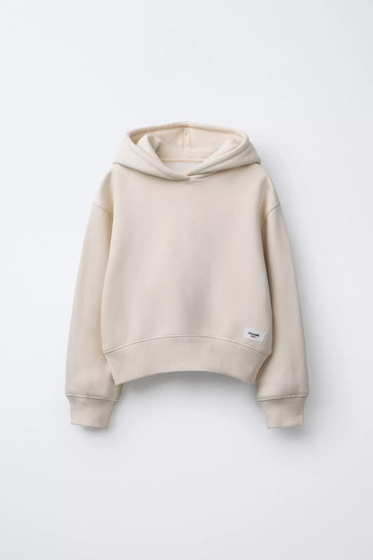 BASIC PATCH LOGO HOODIE - BEIGE