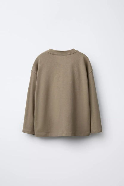 BASIC LONG SLEEVE T SHIRT - BEIGE