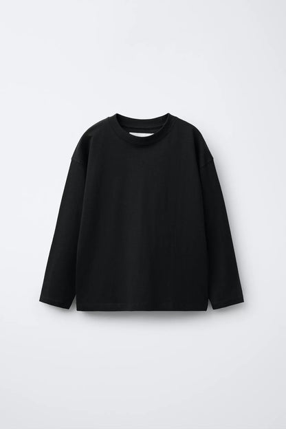 BASIC LONG SLEEVE T SHIRT - BLACK