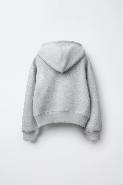 BASIC PATCH LOGO HOODIE - GREY