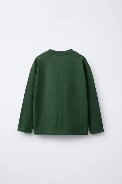 BASIC LONG SLEEVE T SHIRT - FOREST GREEN
