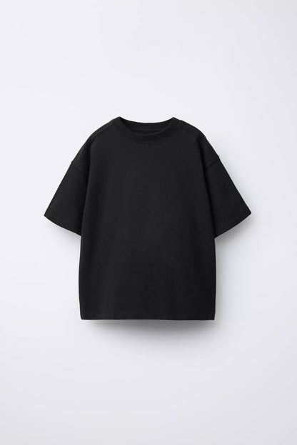 BASIC PLAIN T SHIRT - BLACK