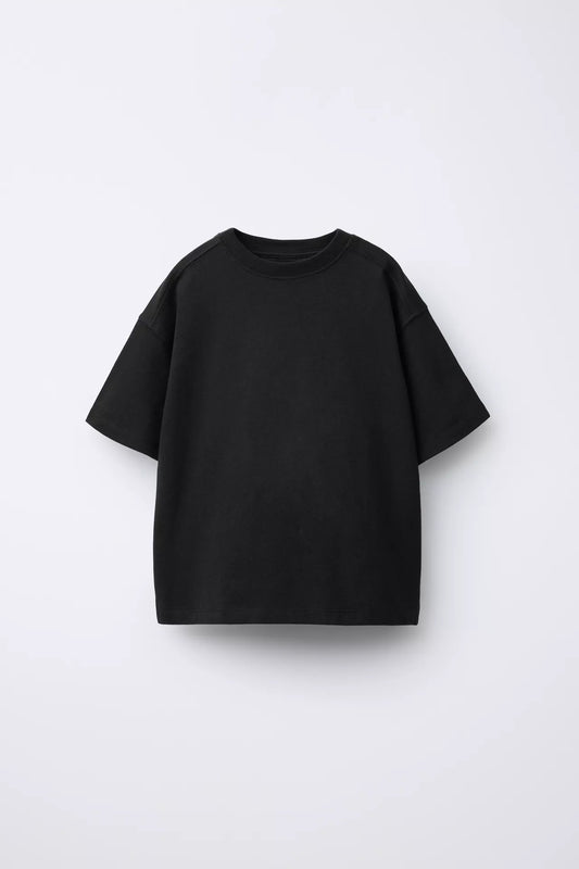 BASIC PLAIN T SHIRT - BLACK