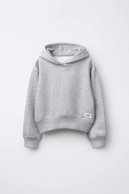 BASIC PATCH LOGO HOODIE - GREY