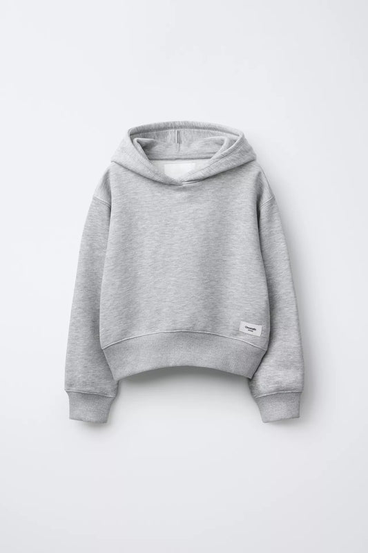 BASIC PATCH LOGO HOODIE - GREY