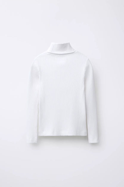 ESSENTIAL RIBBED TURTLE NECK - WHITE