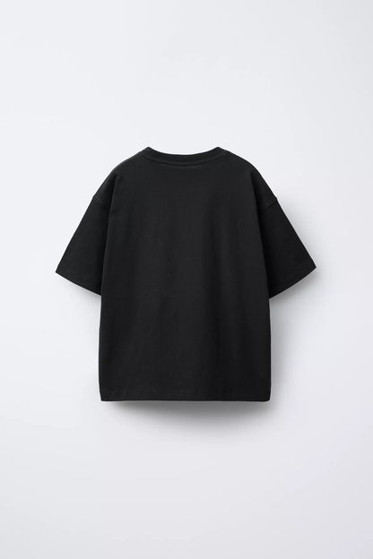 BASIC PLAIN T SHIRT - BLACK