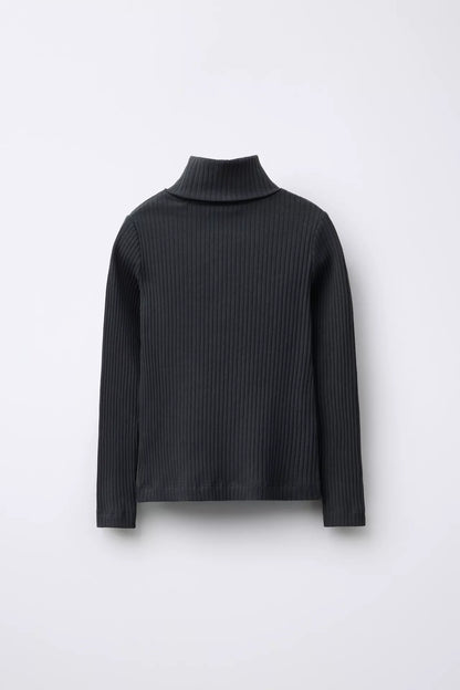 ESSENTIAL RIBBED TURTLE NECK - BLACK