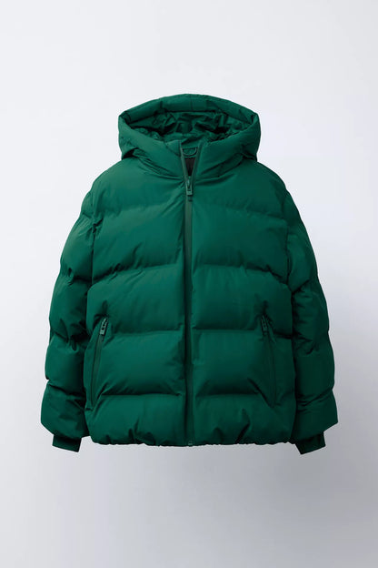 ESSENTIAL PUFFER COAT - FOREST GREEN