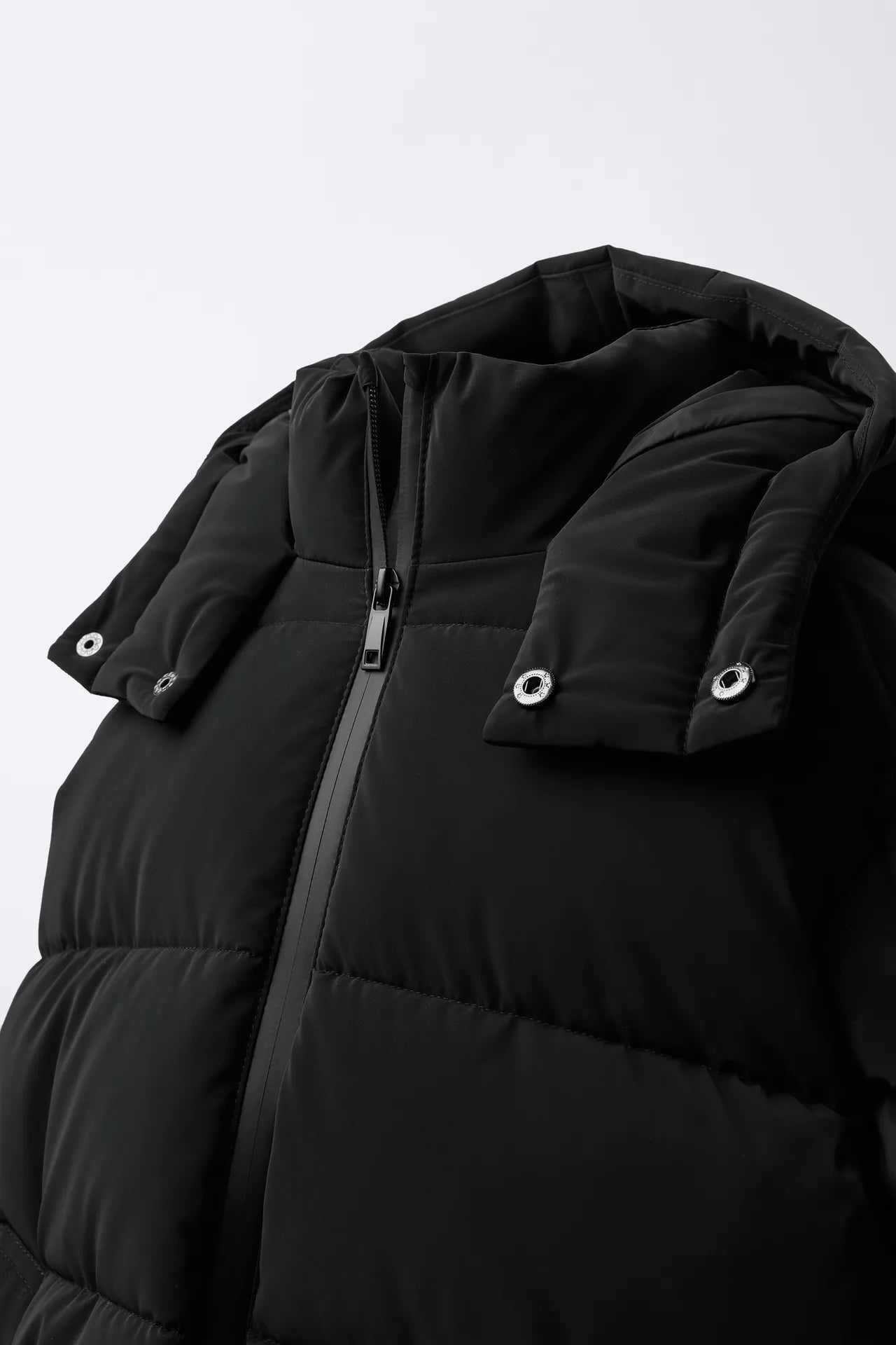 ESSENTIAL LONGLINE PUFFER COAT - BLACK