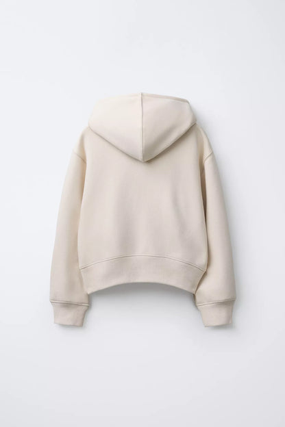 BASIC PATCH LOGO HOODIE - BEIGE