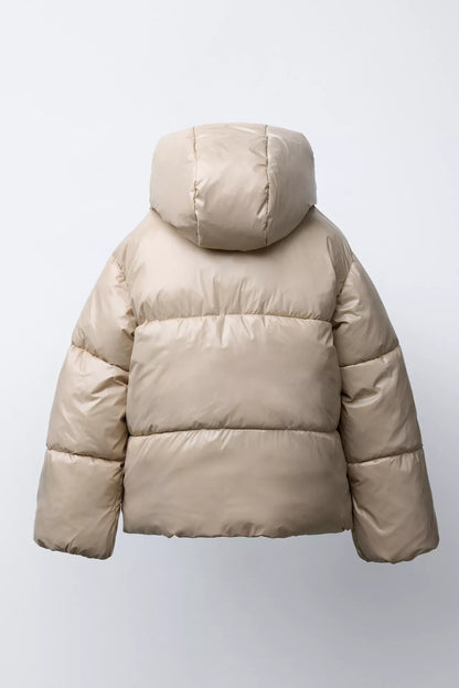 SHINY PUFFER JACKET - BEIGE