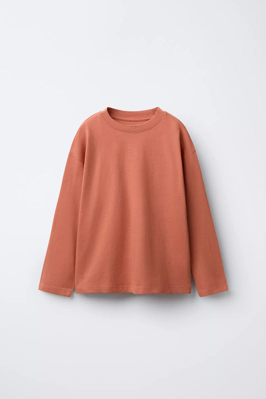 BASIC LONG SLEEVE T SHIRT - PEACH
