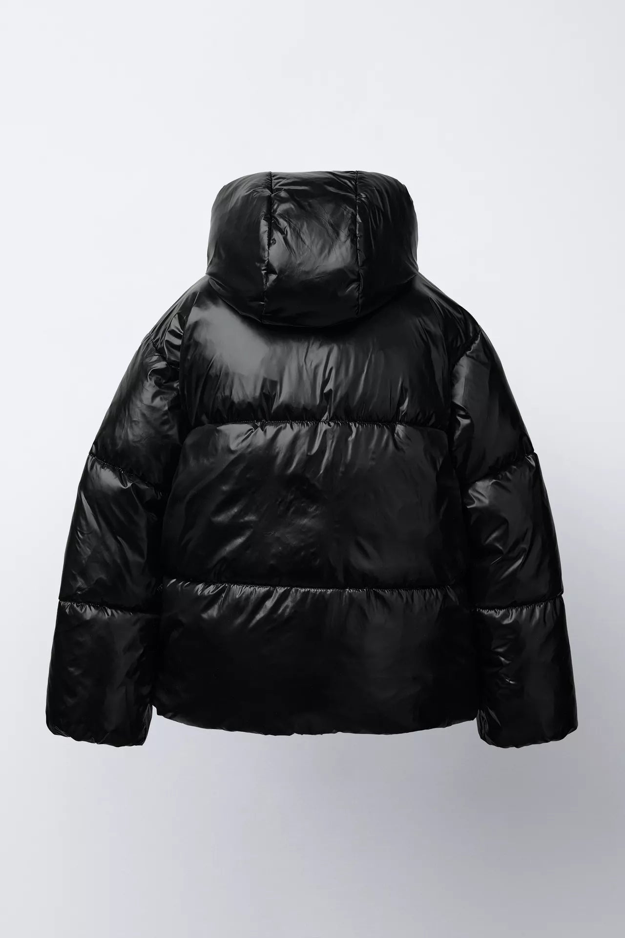 SHINY PUFFER JACKET - BLACK