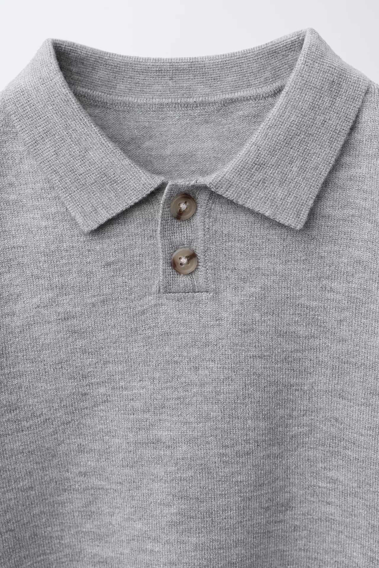 BASIC KNITTED POLO - GREY