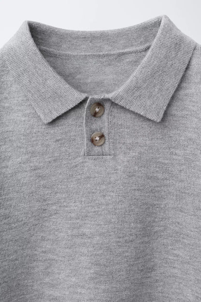 BASIC KNITTED POLO - GREY