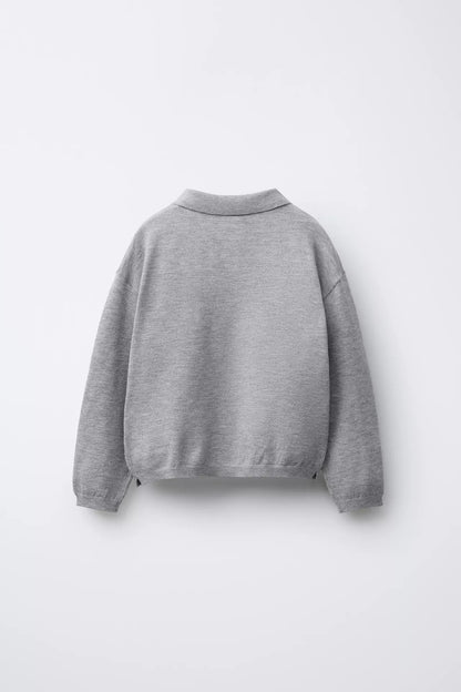 BASIC KNITTED POLO - GREY